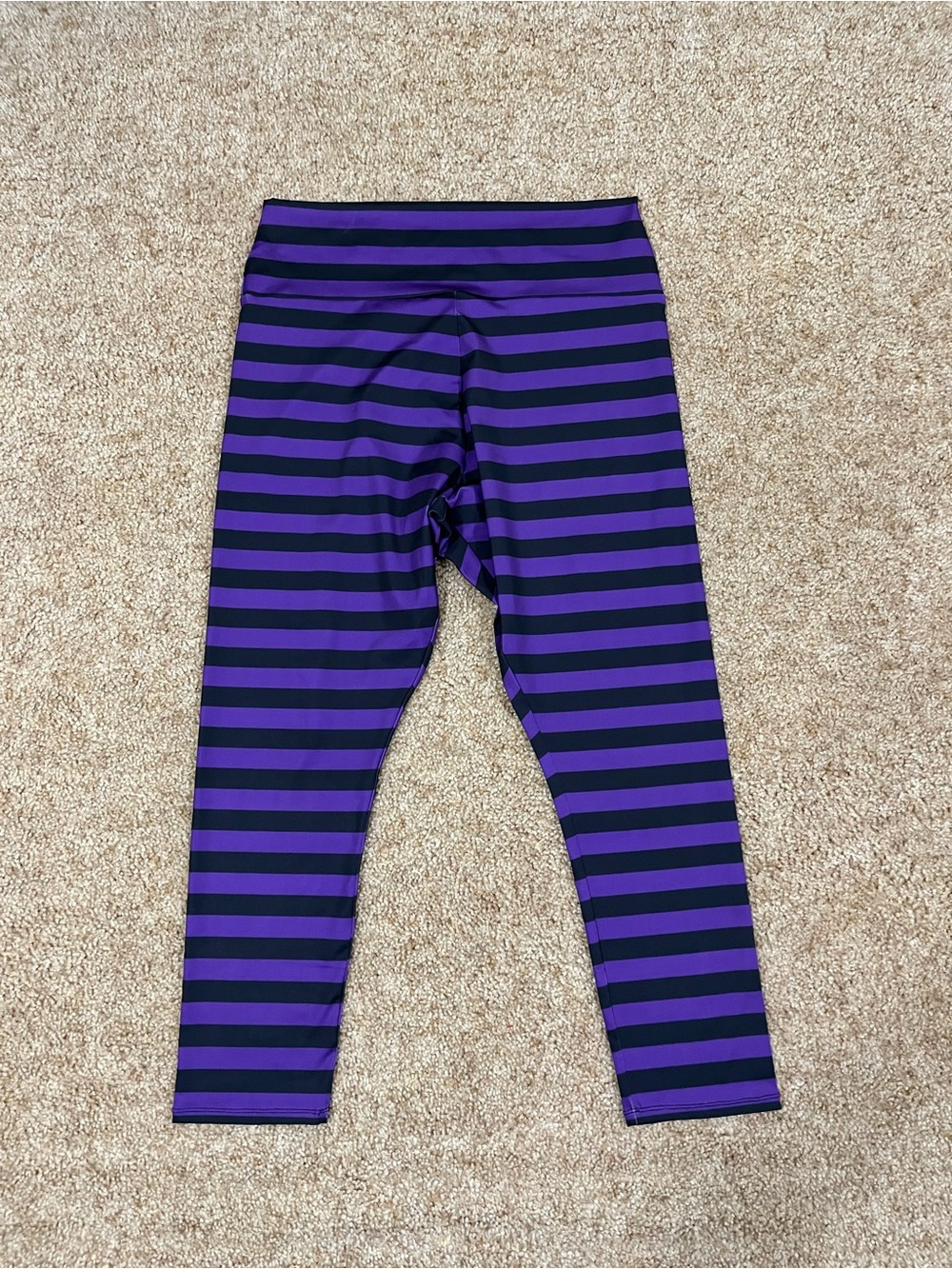 Purple and Black Striped Leggings Women's Size 2XL